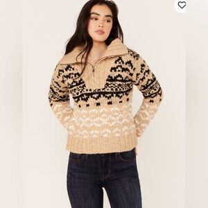 Idyllwind Tan and Black Knit Studded Sweater Size Small # 931